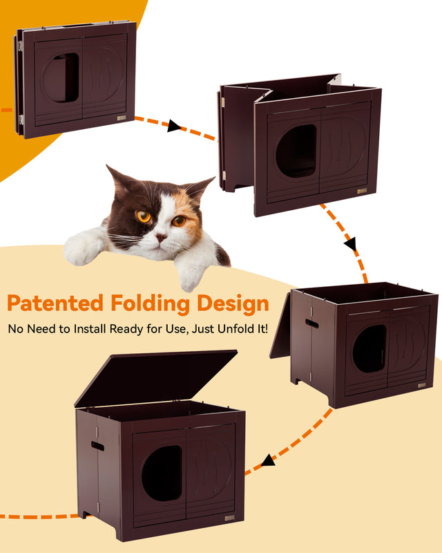 PETSFIT Cat Litter Box as Cat House Collapsible Use No Assembly Needed (Only available in the USA) product image showing 1...
