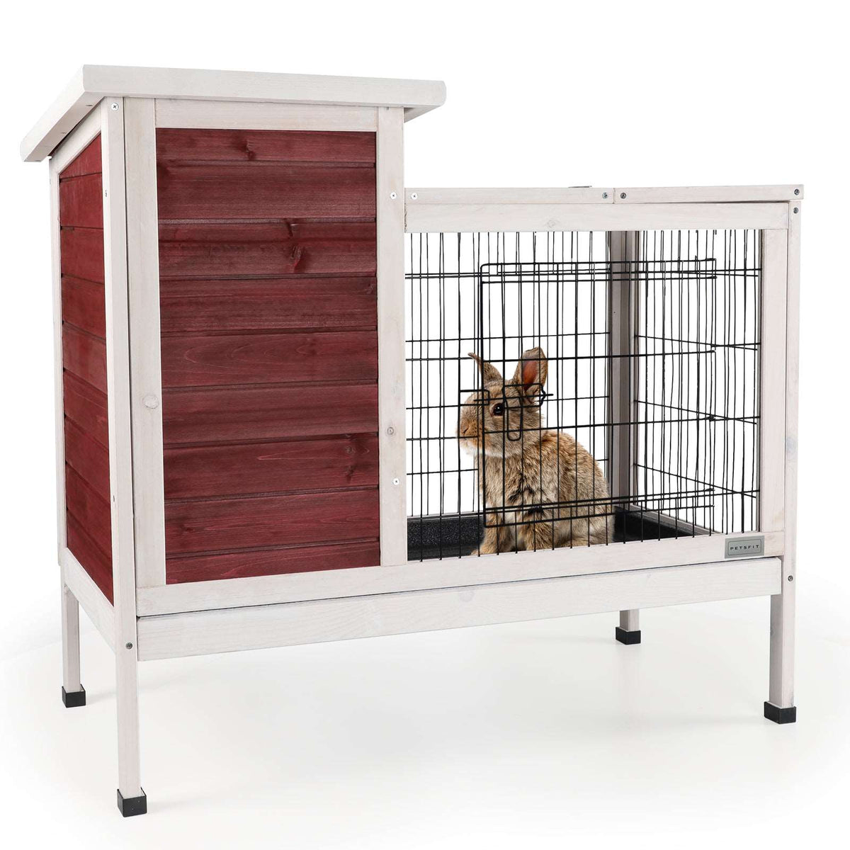 Petsfit Guinea Pig Cage Rabbit Hutch with Pull Out Tray Outdoor PETSFIT