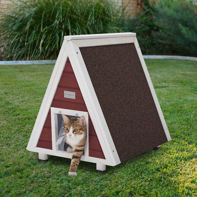 PETSFIT Single Story Triangular Cat House With Foot Stand product image showing 2 2ca152e1 a3b3 4274 b484 fce64886dd75 for...
