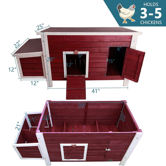 PETSFIT Chicken Coop with Nesting Box Outdoor Hen House with Removable Bottom Red product image showing 2 9b43a88c 6043 4a...