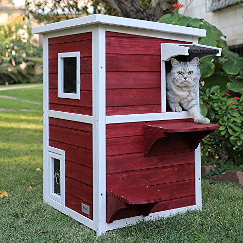 PETSFIT Feral Cat House For Sale Larger Design for 3 Adult Outdoor Cats Weatherproof PETSFIT