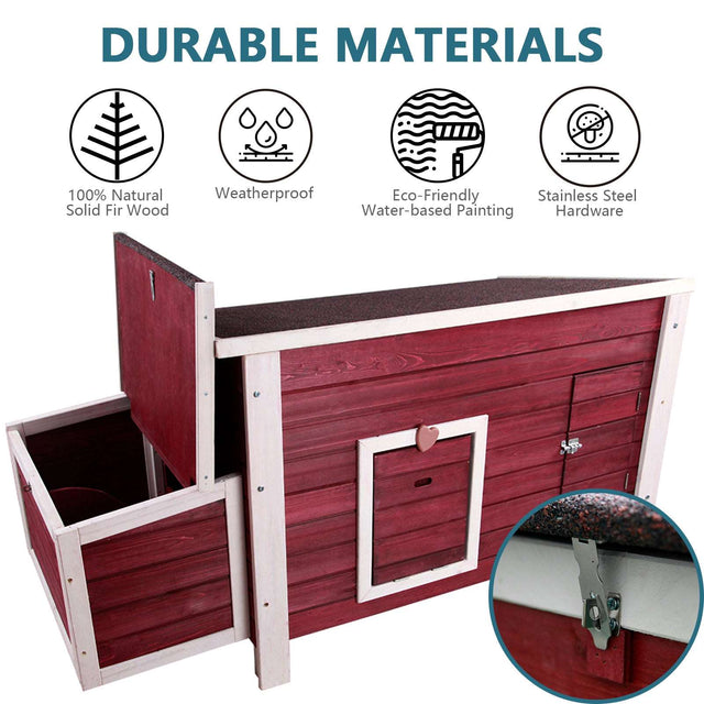 PETSFIT Chicken Coop with Nesting Box Outdoor Hen House with Removable Bottom Red product image showing 5 acd96e17 f73f 4a...