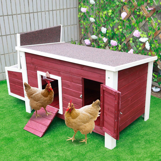 PETSFIT Chicken Coop with Nesting Box Outdoor Hen House with Removable Bottom Red product image showing 7 7 77a23669 d53b...