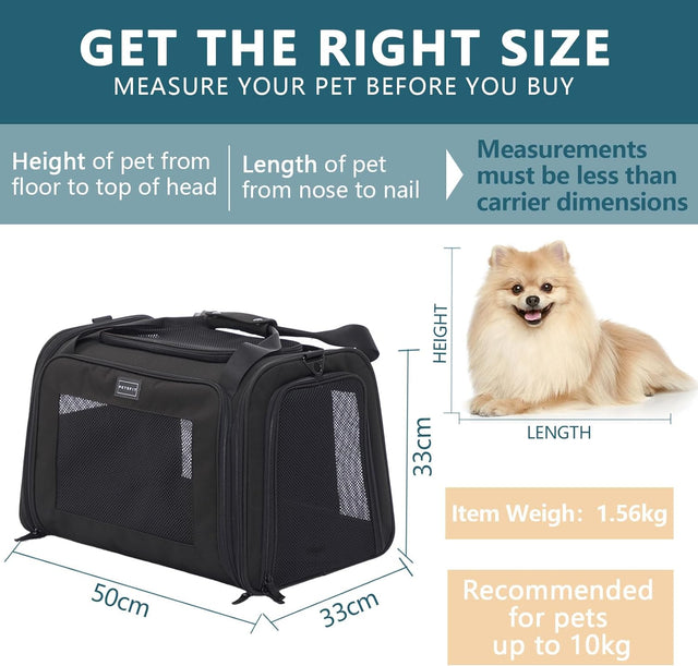PETSFIT Foldable Pet Carrier for Cats and Small Dogs – Soft-Sided Travel Bag for Car