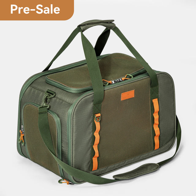 PETSFIT WILDPATH Pet Travel Carrier for Small Dogs Pre-Sale — army green with orange accents