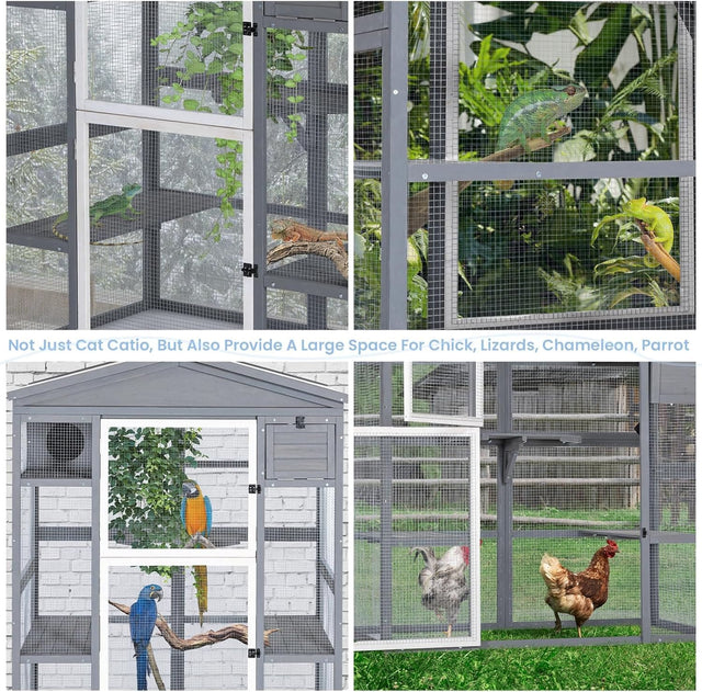 PETSFIT Outdoor Catio&Cat Enclosure For Sale 4 Tries 2 Resting Room 4 Platforms and Waterproof Roof Catio Outdoor - Pet Supplies