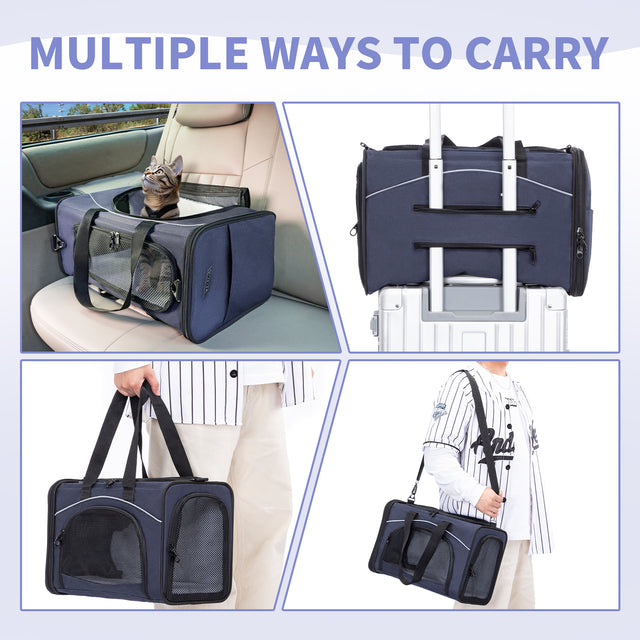 PETSFIT Two-Way Placement Dog Carrier Airline Approved Small Animals Carriers for Kittens