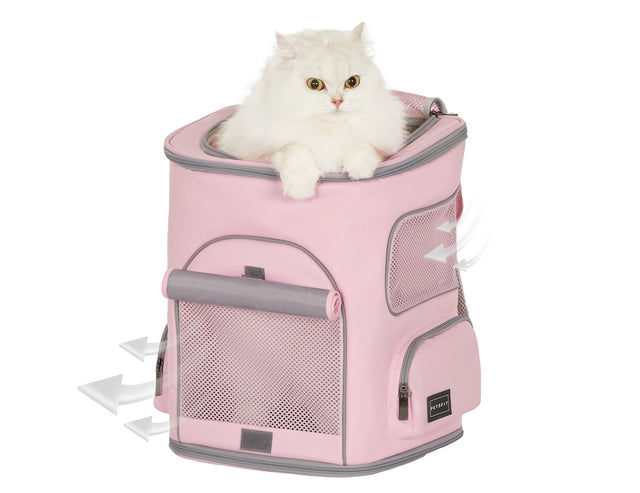 PETSFIT Pet Carrier Backpack with Fully Ventilated Collapsible | Pink