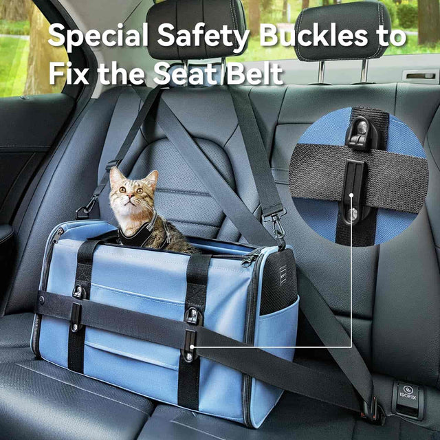 PETSFIT backpack pet carrier airline approved Upgraded Patented Car Buckle Blue - Pet Supplies