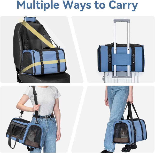 PETSFIT backpack pet carrier airline approved Upgraded Patented Car Buckle Blue - Pet Supplies