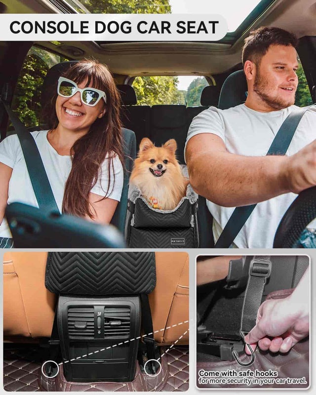 PETSFIT Dog Car Seat Center Console Up to 9 Lbs Black PETSFIT