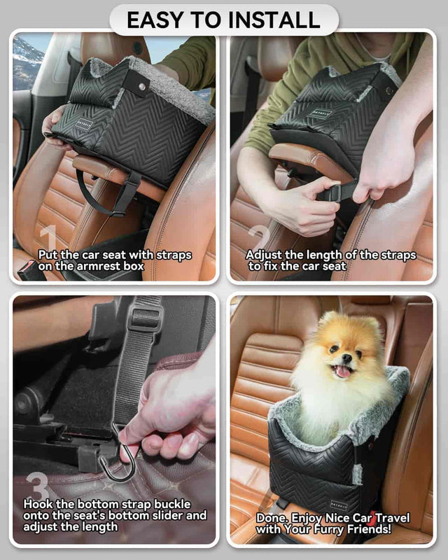 PETSFIT Dog Car Seat Center Console Up to 9 Lbs Black PETSFIT