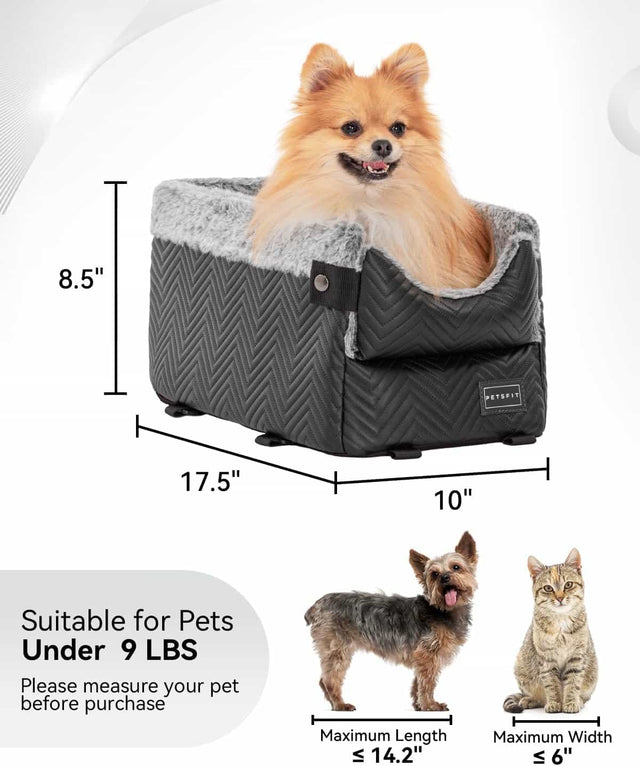PETSFIT Dog Car Seat Center Console Up to 9 Lbs Black PETSFIT