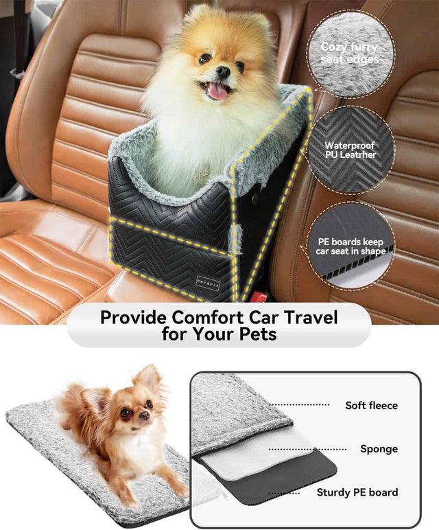 PETSFIT Dog Car Seat Center Console Up to 9 Lbs Black PETSFIT