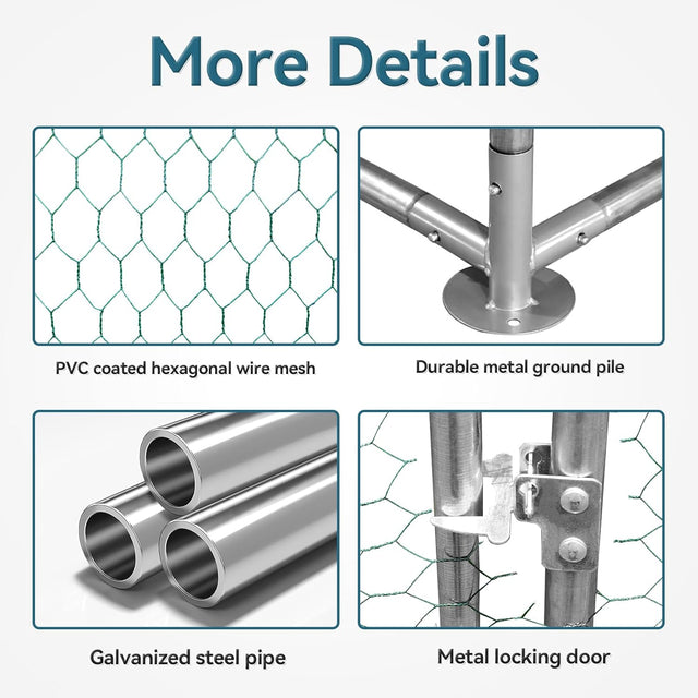 PETSFIT Large Metal Chicken Coop Walk-In with Anti-Rust Durable Steel & 420D Anti-Ultraviolet Waterproof Cover Hen House for Outdoor Farm Use-动物/宠物用品