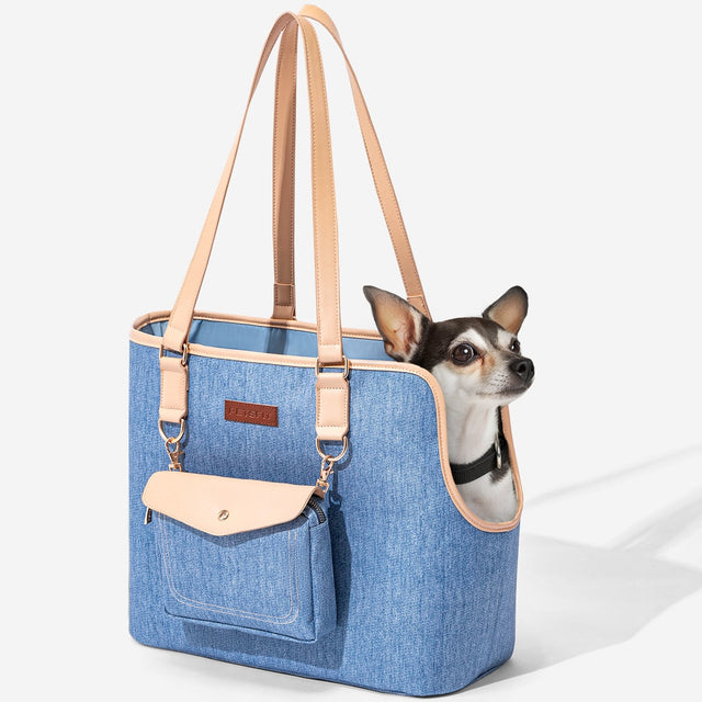 PETSFIT Stylish Denim Pet Tote bag– Lightweight and Versatile Carrier for Small Pets