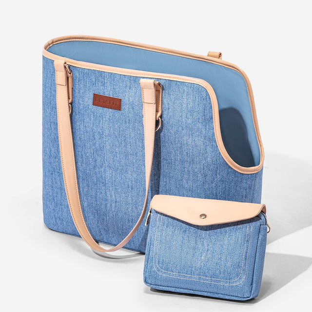 PETSFIT Stylish Denim Pet Tote bag– Lightweight and Versatile Carrier for Small Pets