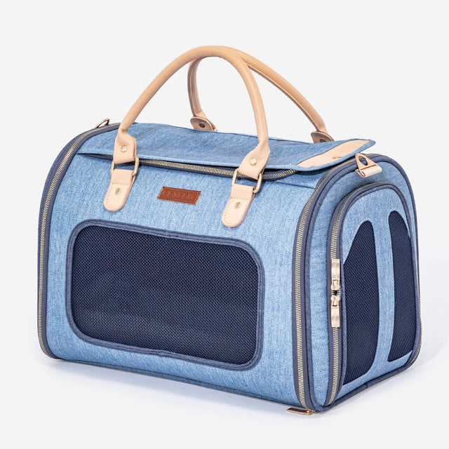 Petsfit denim pet carrier bag perfect for safely transporting your furry friend