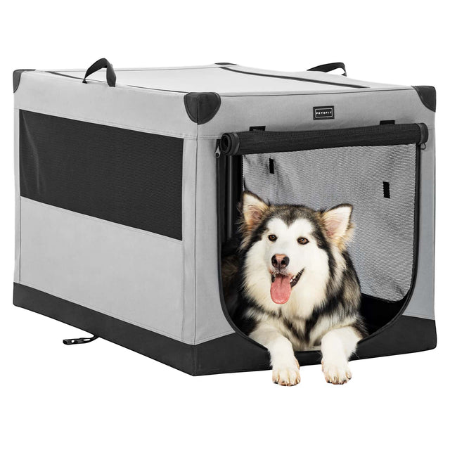 PETSFIT_Portable_Soft_Collapsible_Dog_Crate_Light_Gray