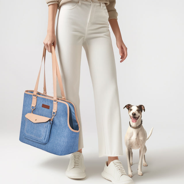 PETSFIT Stylish Denim Pet Tote bag– Lightweight and Versatile Carrier for Small Pets