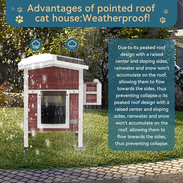 PETSFIT Feral Cat House For Sale Larger Design for 3 Adult Outdoor Cats Weatherproof-Pet Supplies