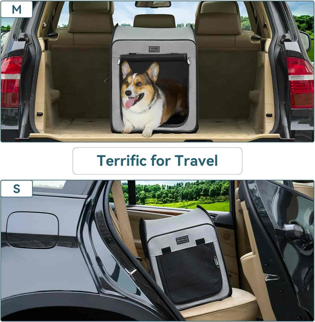 PETSFIT Portable Dog Crate Pop Up Collapsible Crate for Large Dogs Soft Dog Kennel Carrier for Traveling - Pet Supplies