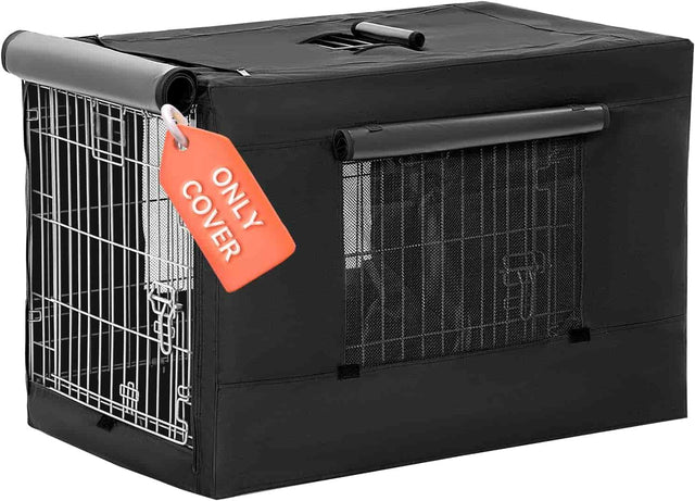 PETSFIT Double Doors Dog Crate Cover Fits Wire Crate Kennel Grey Black - PETSFIT STORE