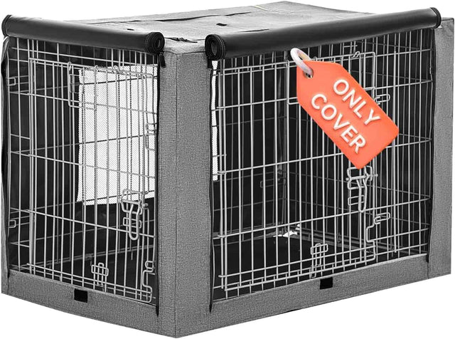 PETSFIT Double Doors Dog Crate Cover Fits Wire Crate Kennel Grey Black - PETSFIT STORE