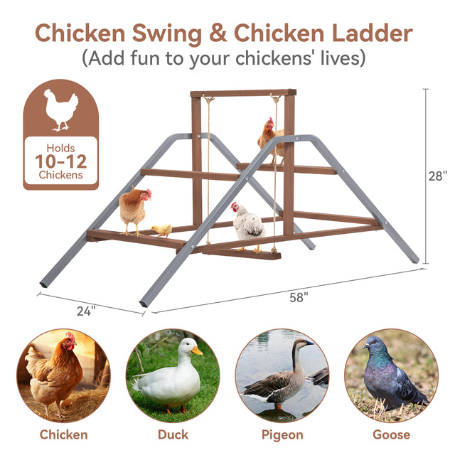 PETSFIT Chicken Perch Ladder-Solid Wood and Rustproof Iron Design