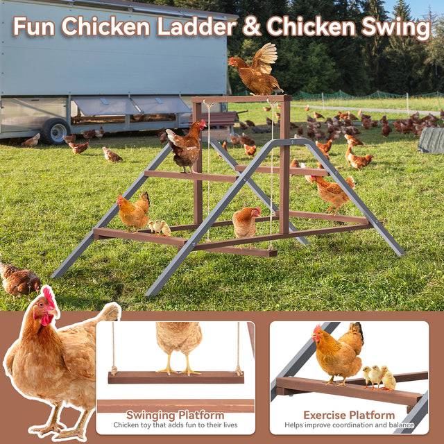 PETSFIT Chicken Perch Ladder-Solid Wood and Rustproof Iron Design