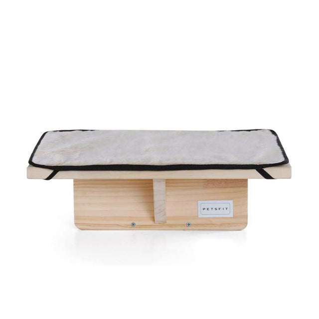 PETSFIT Cat Window Perches Natural Solid Wood With Removable Fleece Mat PETSFIT