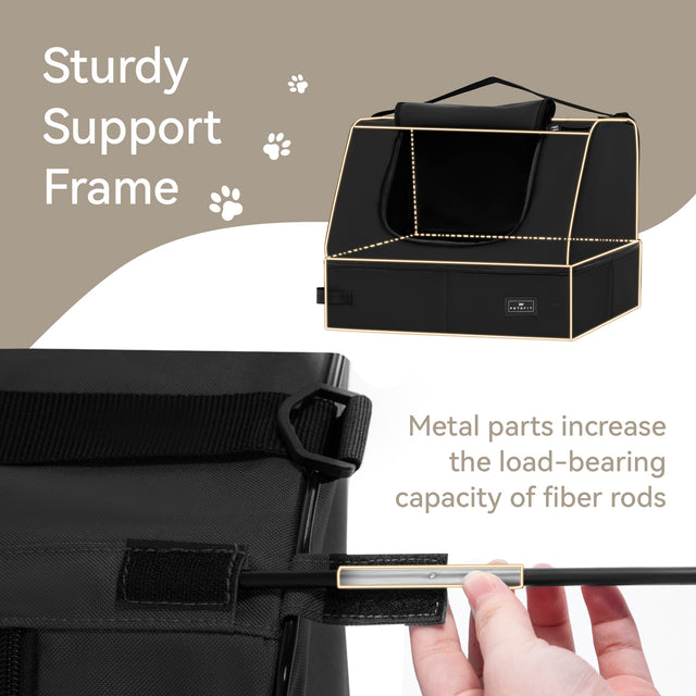 Petsfit fully enclosed cat litter box in black with a door flap