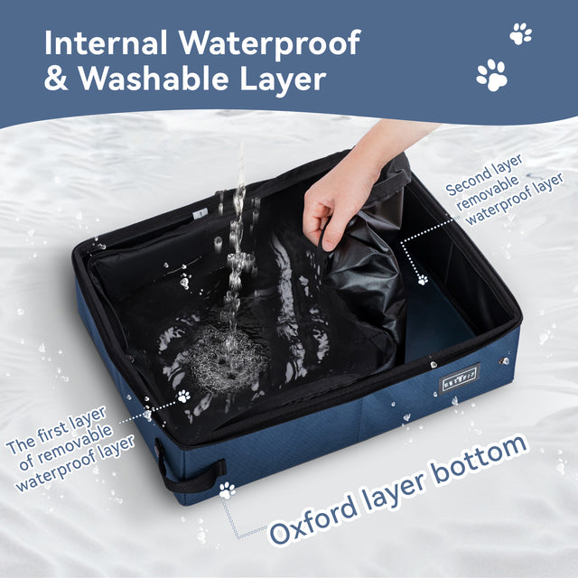 Integrated odor-filter slot on the lid of the blue Petsfit cat litter box