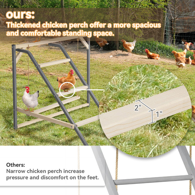 PETSFIT wooden chicken perch with swing for backyard coops