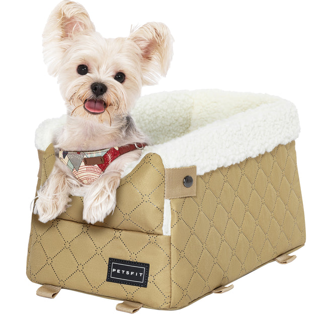 Petsfit console dog car seat for small dogs and cats up to 12 lbs, safe and cozy travel booster
