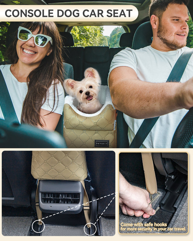 Petsfit console dog car seat for small dogs and cats up to 12 lbs, safe and cozy travel booster