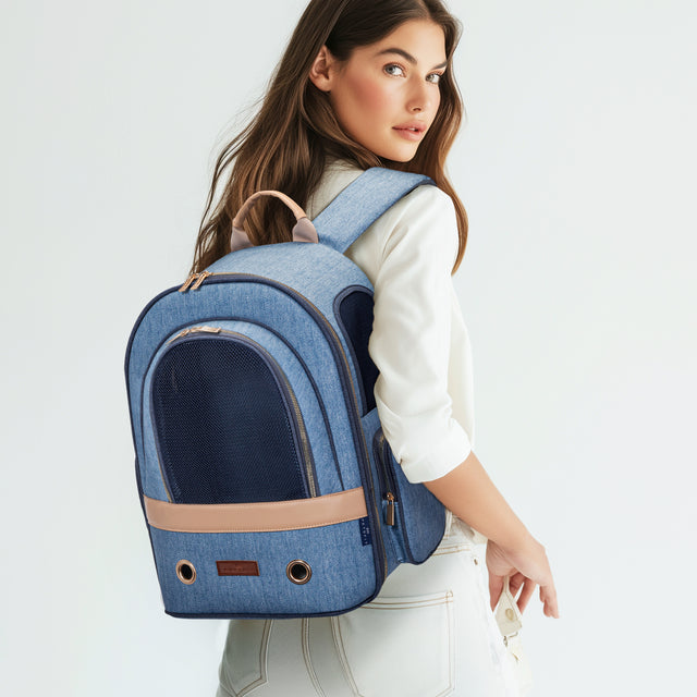 PETSFIT Vira Blazer Denim Backpack for Stylish Pets