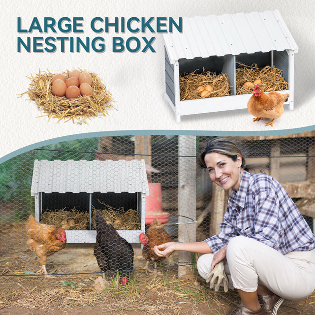PETSFIT Nesting Boxes for Chickens Double Nesting Box with PVC Roof
