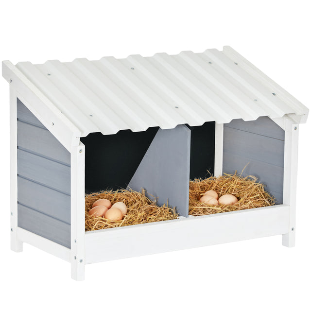 PETSFIT Nesting Boxes for Chickens Double Nesting Box with PVC Roof