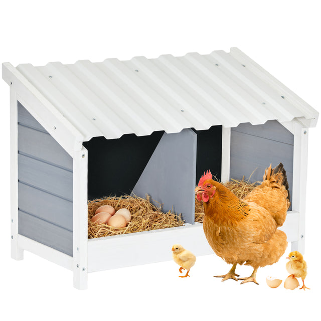 PETSFIT Nesting Boxes for Chickens Double Nesting Box with PVC Roof