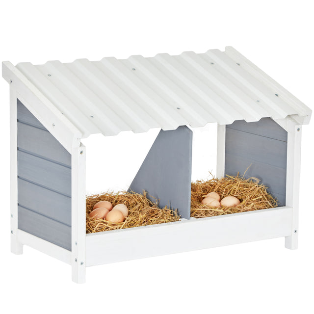 PETSFIT Nesting Boxes for Chickens Double Nesting Box with PVC Roof