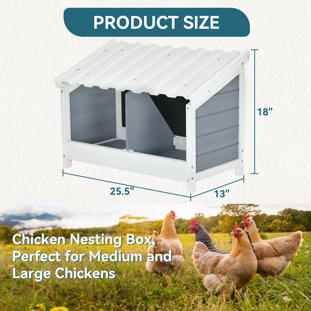 PETSFIT Nesting Boxes for Chickens Double Nesting Box with PVC Roof