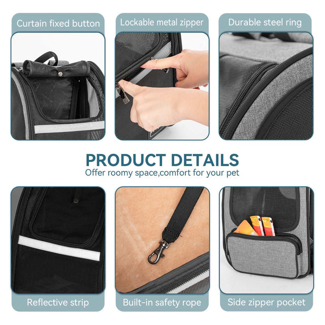 PETSFIT Expandable Backpack Carrier for Cats - Offer Roomy Space, Comfort for Your Pet