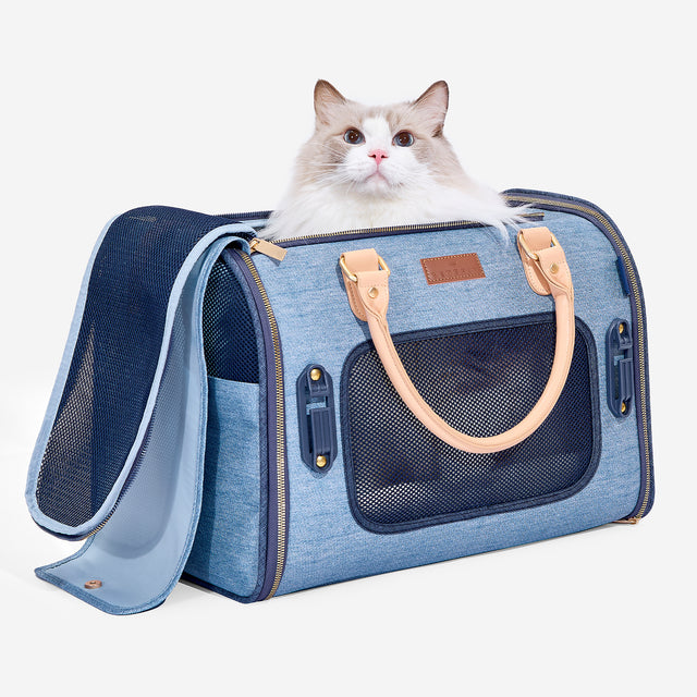 Secure locking zippers and multiple air vents on Petsfit fashion pet backpack ensure pet safety and airflow