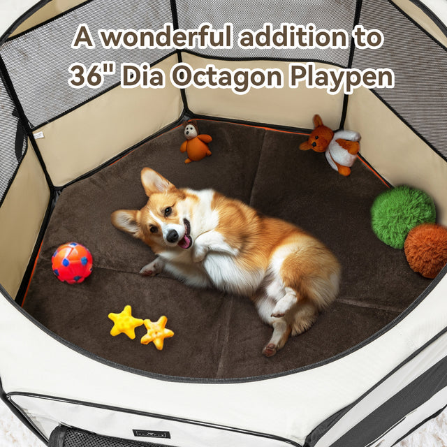 Small puppy resting comfortably on the soft surface of the Petsfit playpen floor mat