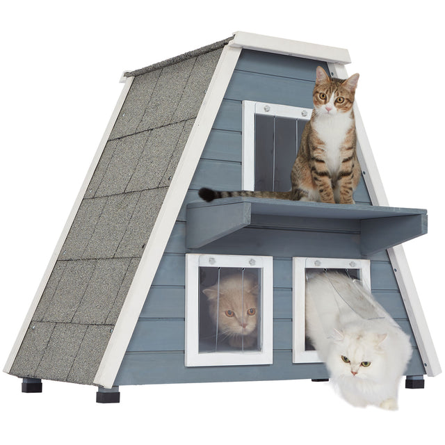 PETSFIT Weatherproof Outdoor Cat House – A spacious and secure shelter with a waterproof roof, insulated design, and escape door to keep your cats safe and comfortable.