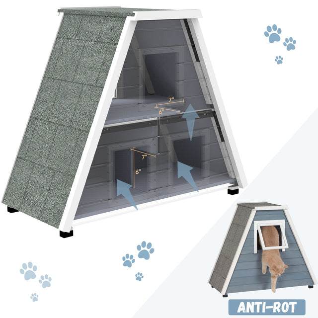 PETSFIT Weatherproof Outdoor Cat House – A spacious and secure shelter with a waterproof roof, insulated design, and escape door to keep your cats safe and comfortable.