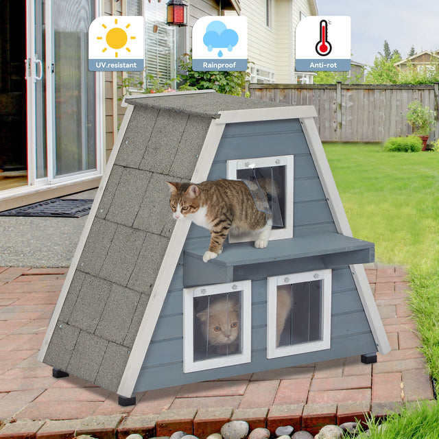 PETSFIT Weatherproof Outdoor Cat House – A spacious and secure shelter with a waterproof roof, insulated design, and escape door to keep your cats safe and comfortable.