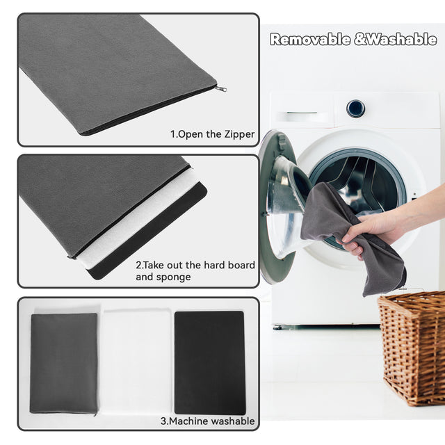 Removable pet carrier pad unzips to separate board and foam, then goes into the washer for easy cleaning and fresh use.