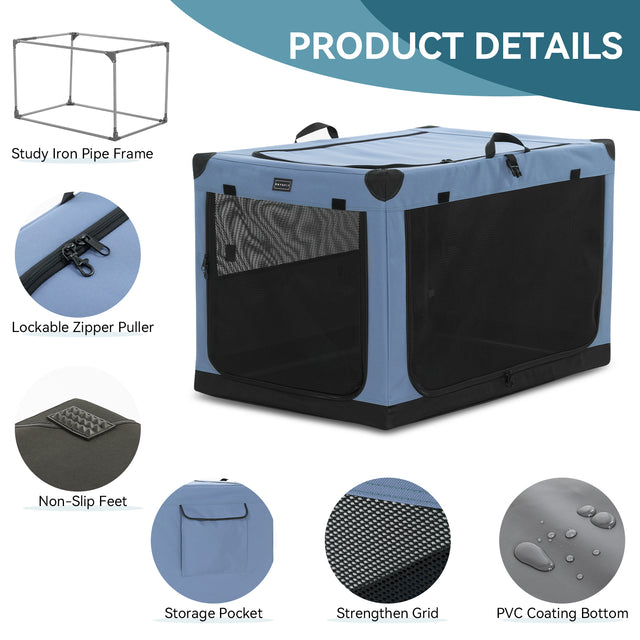 PETSFIT 3-Door Portable Soft Collapsible Dog Crate